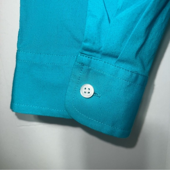 Talbots Popover V-Neck Tunic Top Coastal Preppy Casual Nautical Size S Teal Blue - Picture 6 of 9